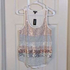 NWT Express sequin and lace tank blouse XS